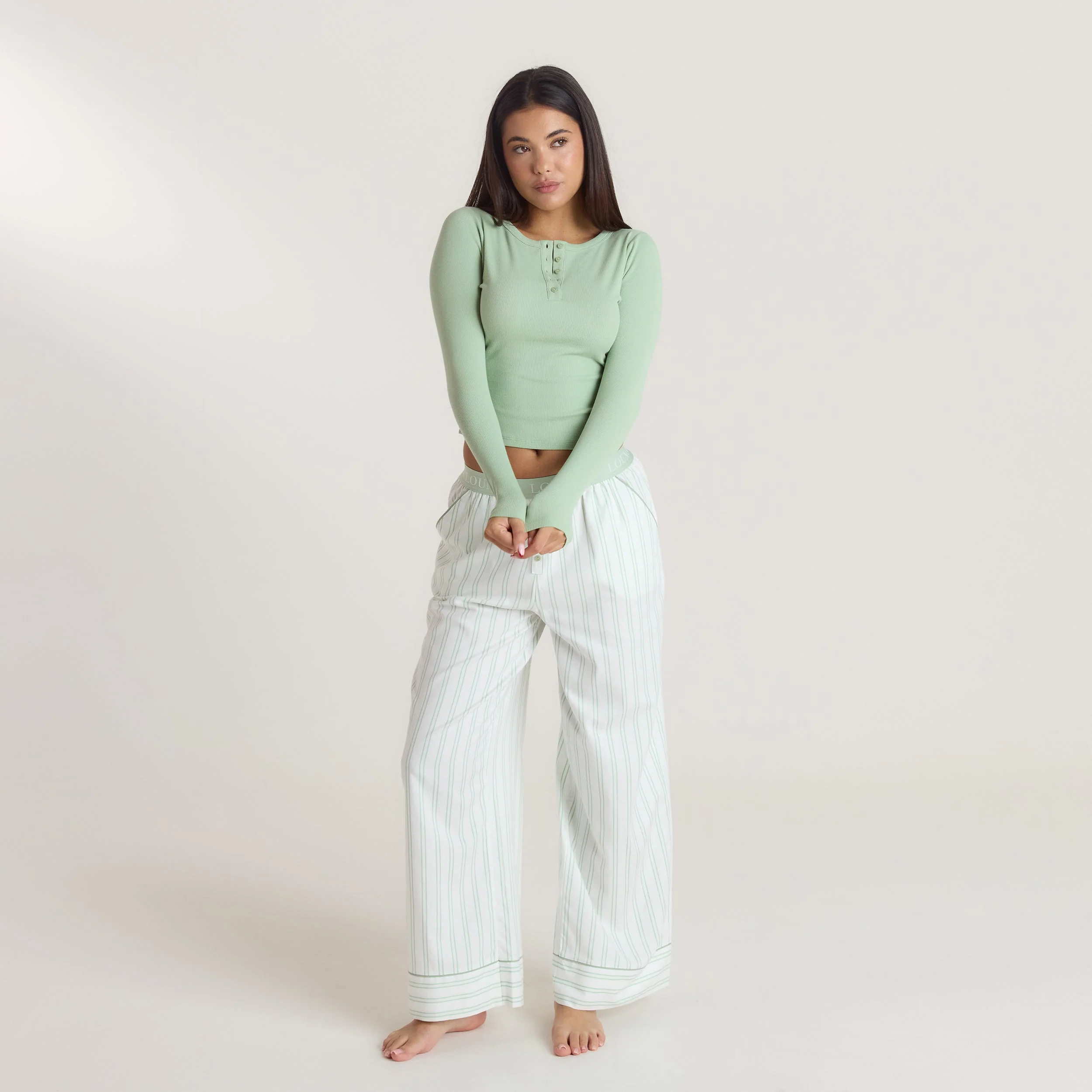 Mistletoe Henley Pajama Top - Sage
