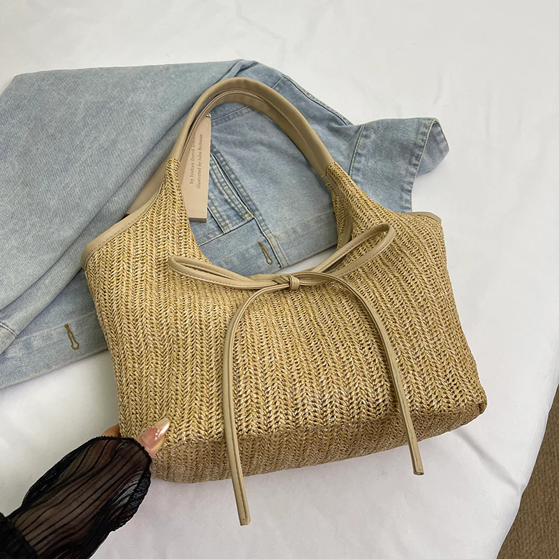 Ribbon Straw Tote