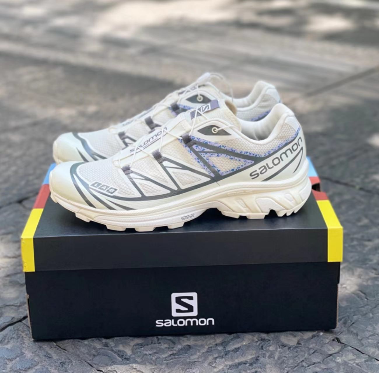 Salomon XT-6 White Grey Speckled Hiking Shoes
