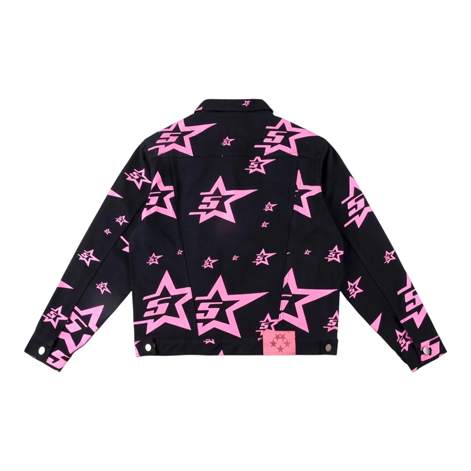 Sp5der Midnight Pinkstar Allover Trucker Jacket