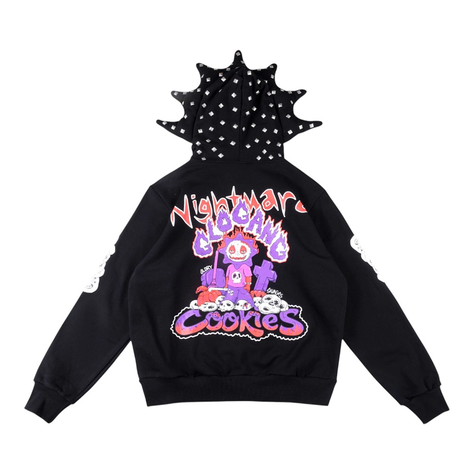 Glo Gang Nightmare Cookies Spiked Hood Full-Zip Hoodie