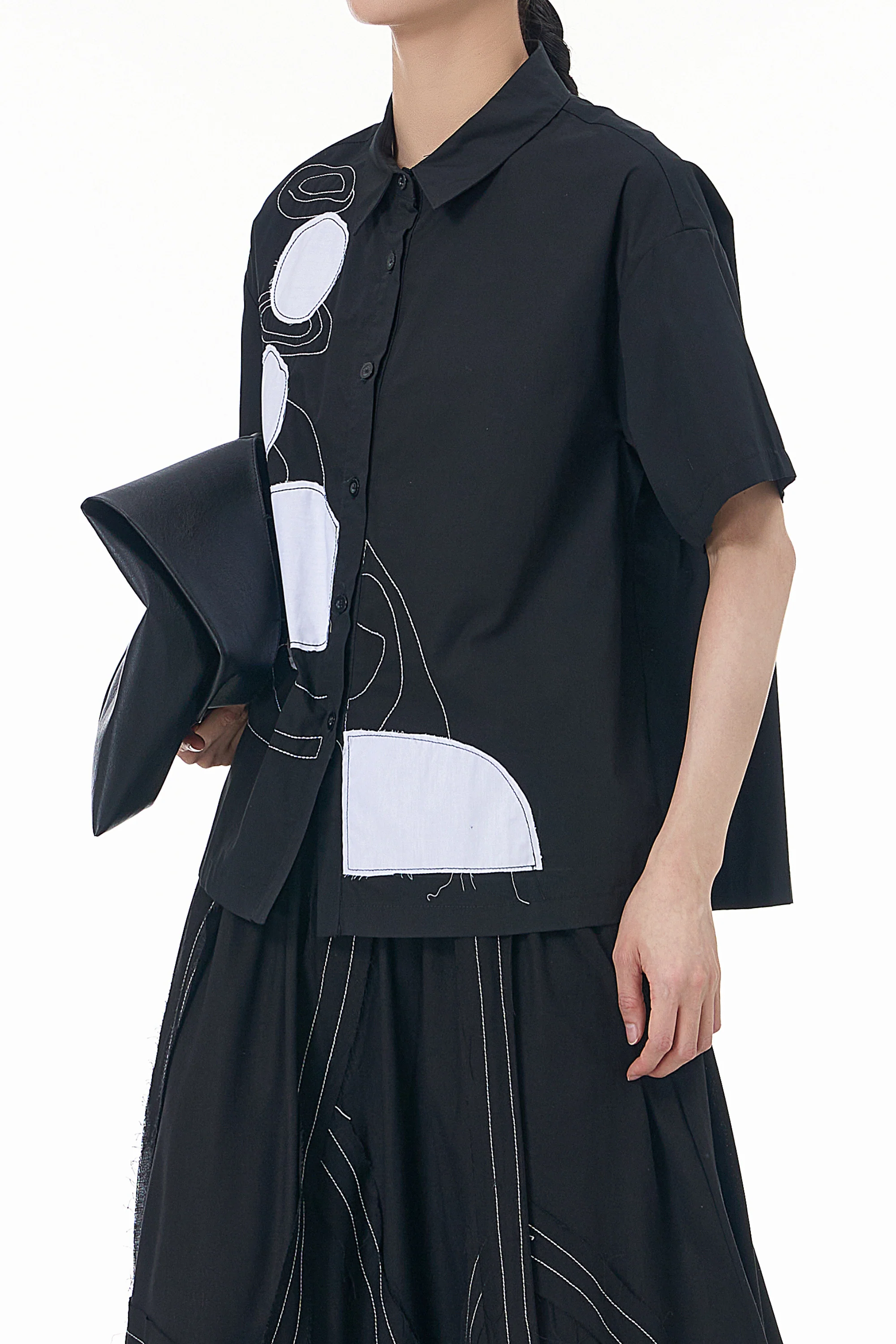 Galaxy Black Oversized Patch Shirt