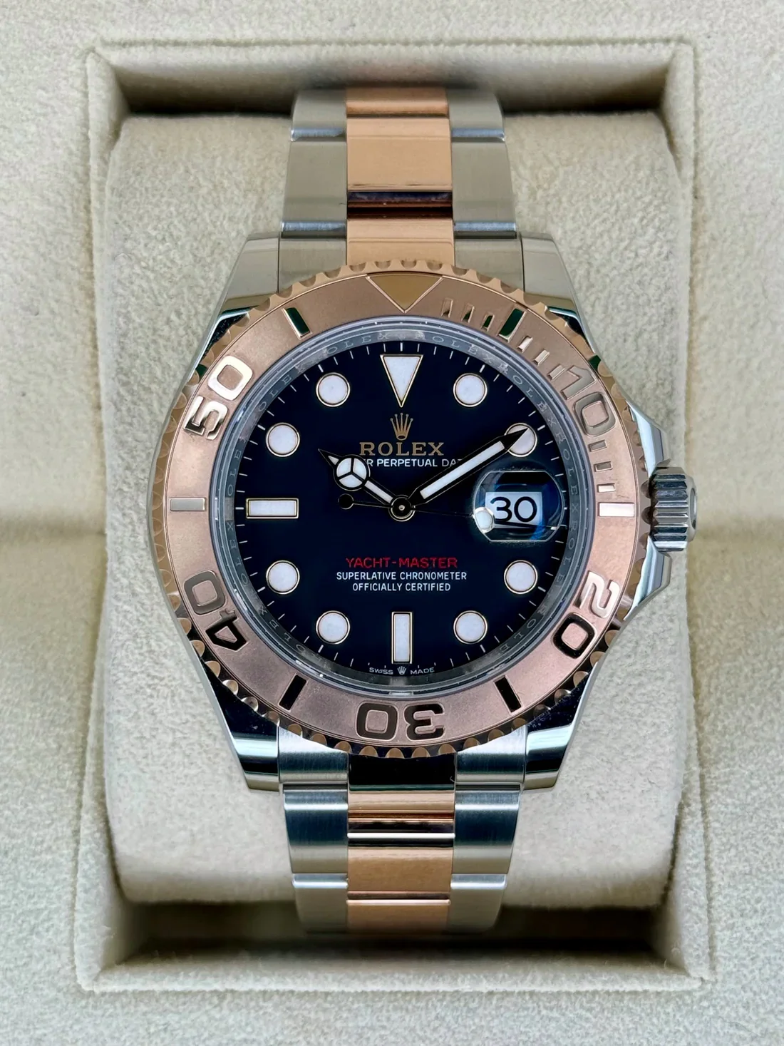 [2026 Mirror Grade]RLX Steel and Everose Gold Rolesor Yacht-Master 40mm Watch Black Dial (Ref #126621)