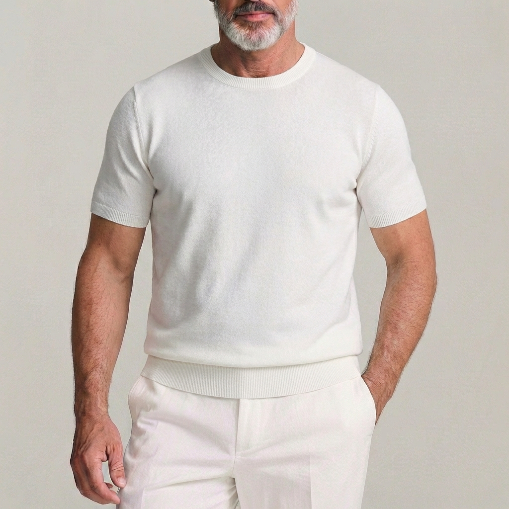 Men's Daily Solid Crew Neck Short Sleeve Knit T-Shirt