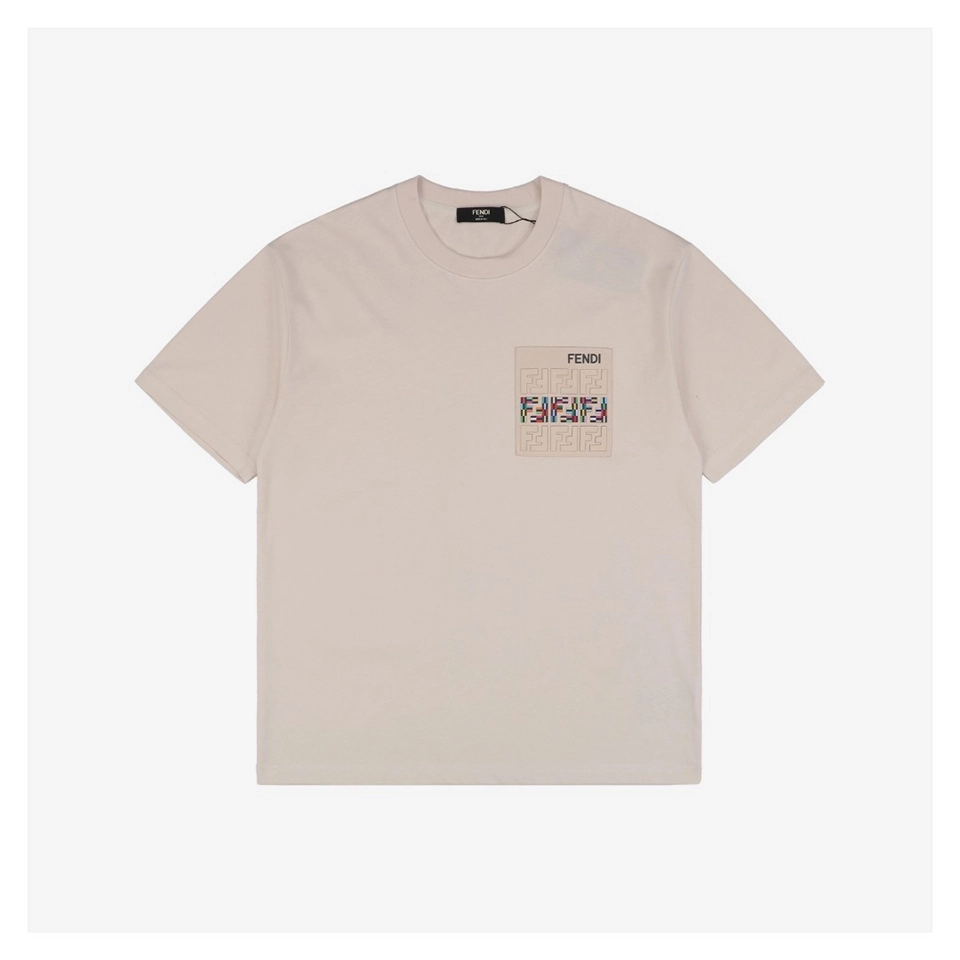 F Embossed FF Logo Pocket Patch T-Shirt (Black/Beige)