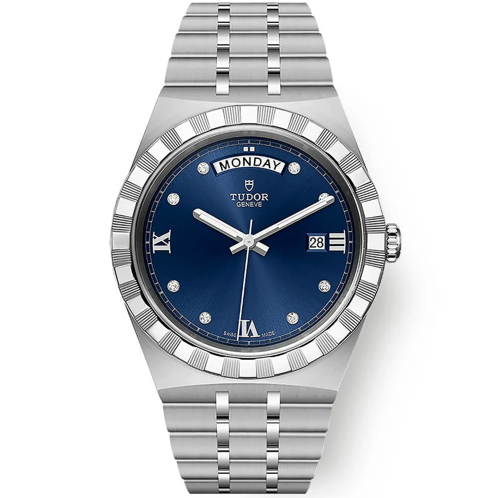 [2026 Mirror Grade]TUDOR Royal Date/Day 41mm Blue Diamond Set Dial Men's Automatic Watch M28600-0006
