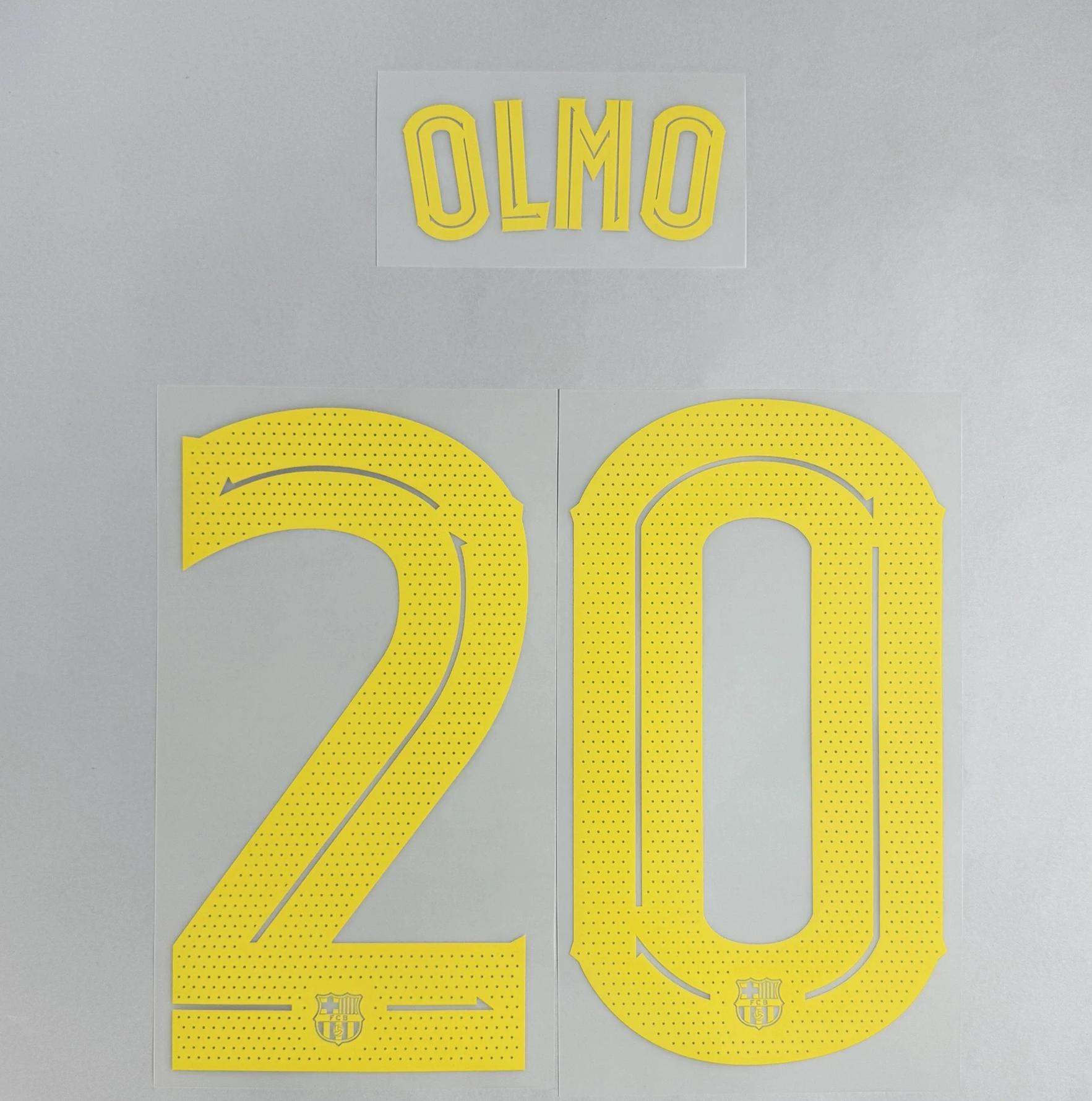 OLMO #20 FC Barcelona 2025-26 Home & Fourth Away UCL Football Soccer Name & Number Set