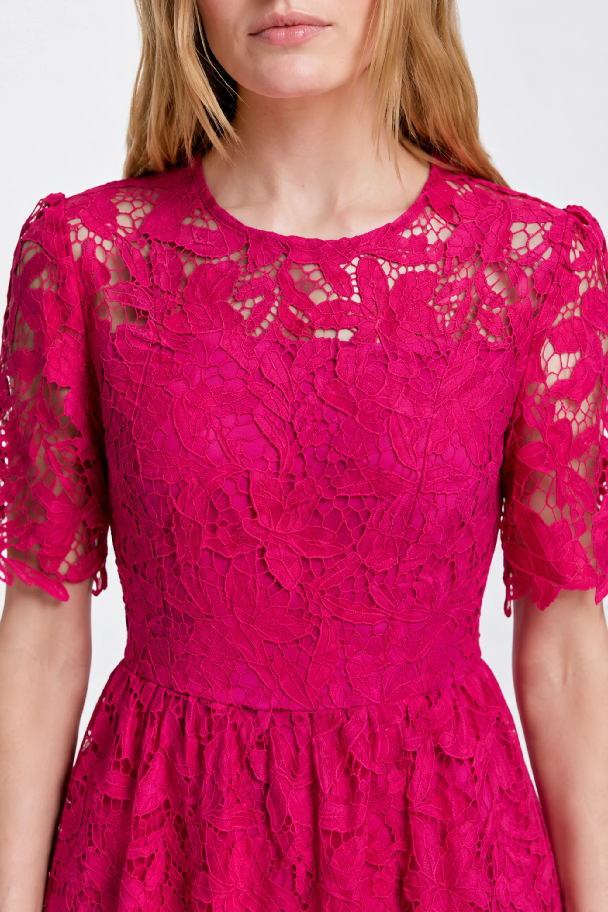 Fuchsia Bloom Lace Dress