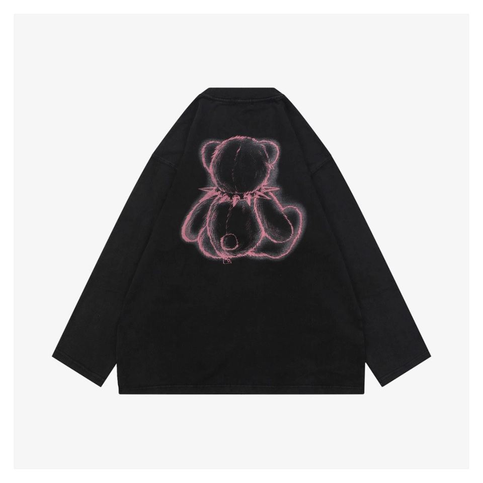 We11done Neon Outline Teddy Bear Washed Shirt