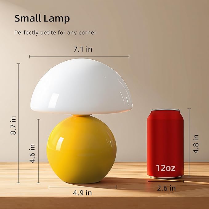 DESIGNLUME Mushroom Lamp Table Lamp for Bedroom