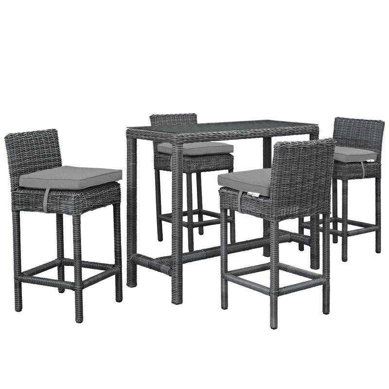 Keiran Rectangular 4 - Person 52.5'' Long Bar Height Dining Set with Cushions