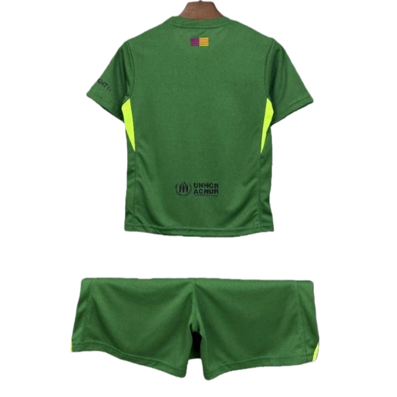 2025-26 Barcelona Goalkeeper Kids Football jersey Kit jersey+Shorts