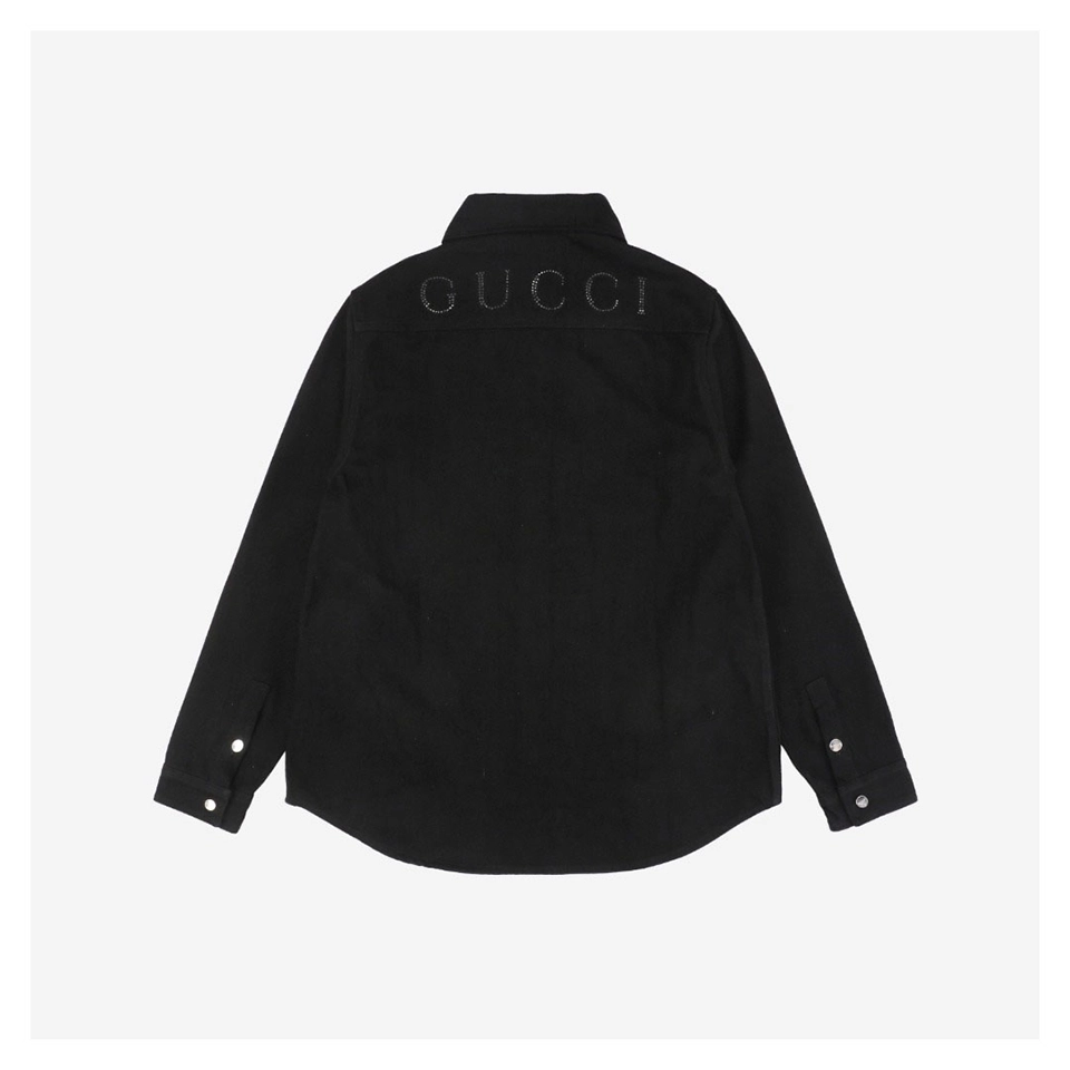 G Red Button Letter Rhinestone-Embellished Shirt