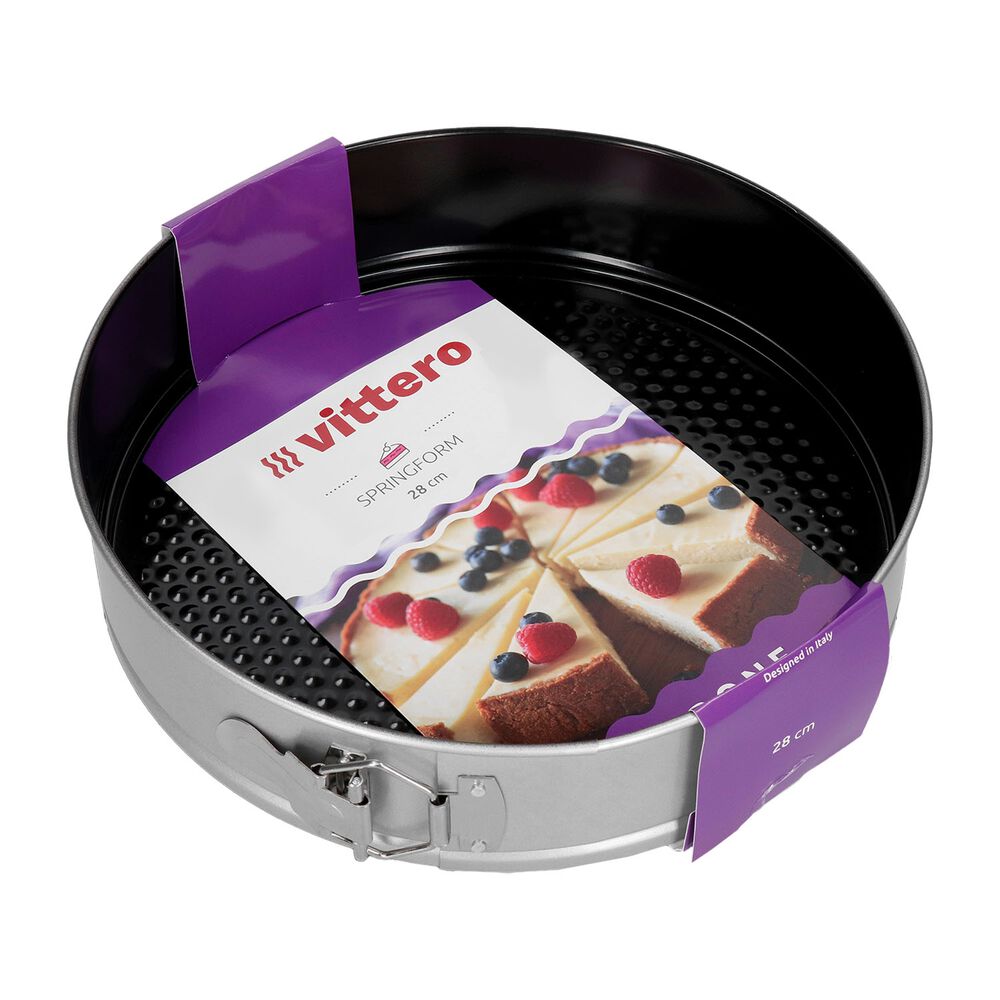 VITTEROTortownica okrągła 28 cm Vittero Carbone, ze stali węglowej, powłoka nieprzywierająca Xynflon, z obręczą
