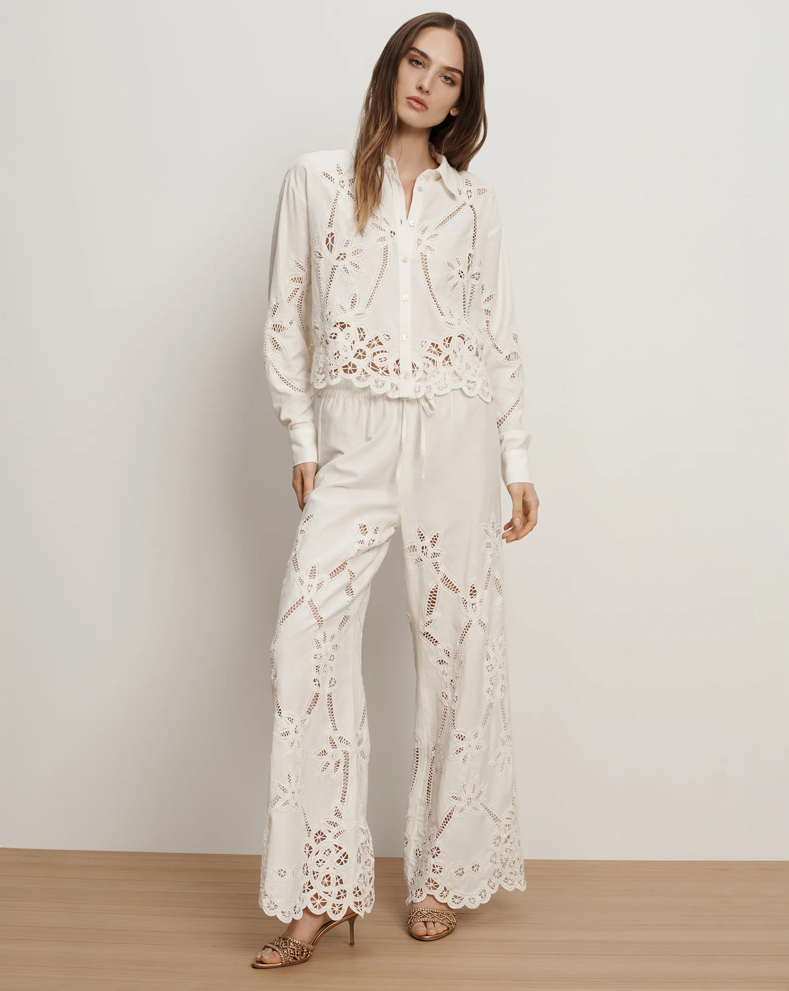 Aderes Eyelet Button-Down Shirt
