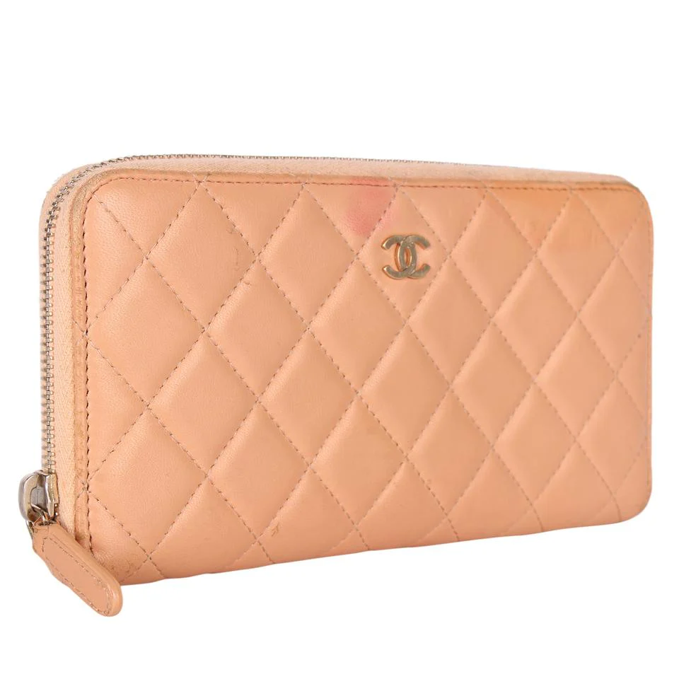 Quilted Leather Long Zippy Wallet