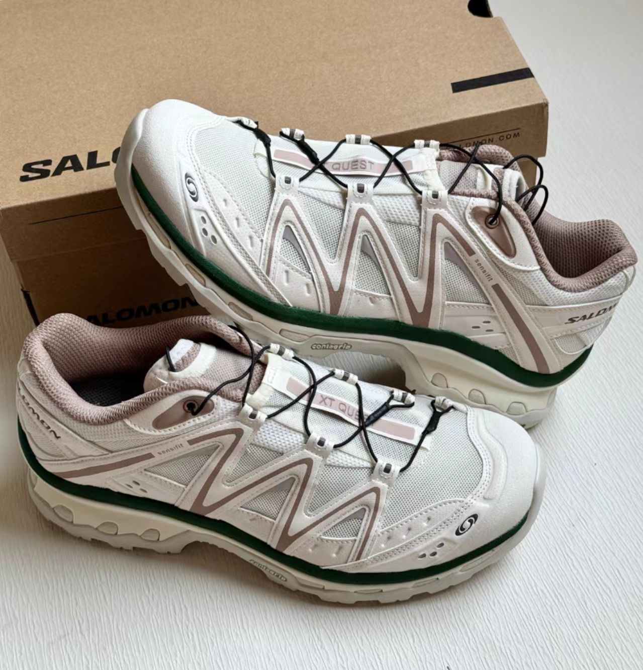Salomon XA Pro 3D Cream Bronze Green Mesh Hiking Shoes