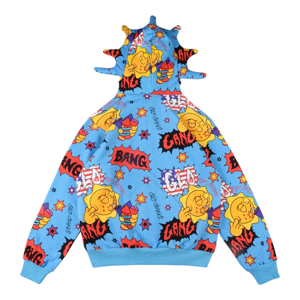 Glo Gang Comic Fireworks Blue Hoodie