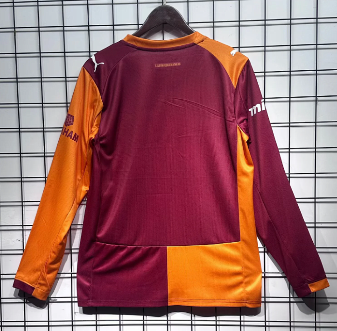 Galatasaray Home Long Sleeve Football Jersey Custom Shirt 2025/26 - With Sponsors