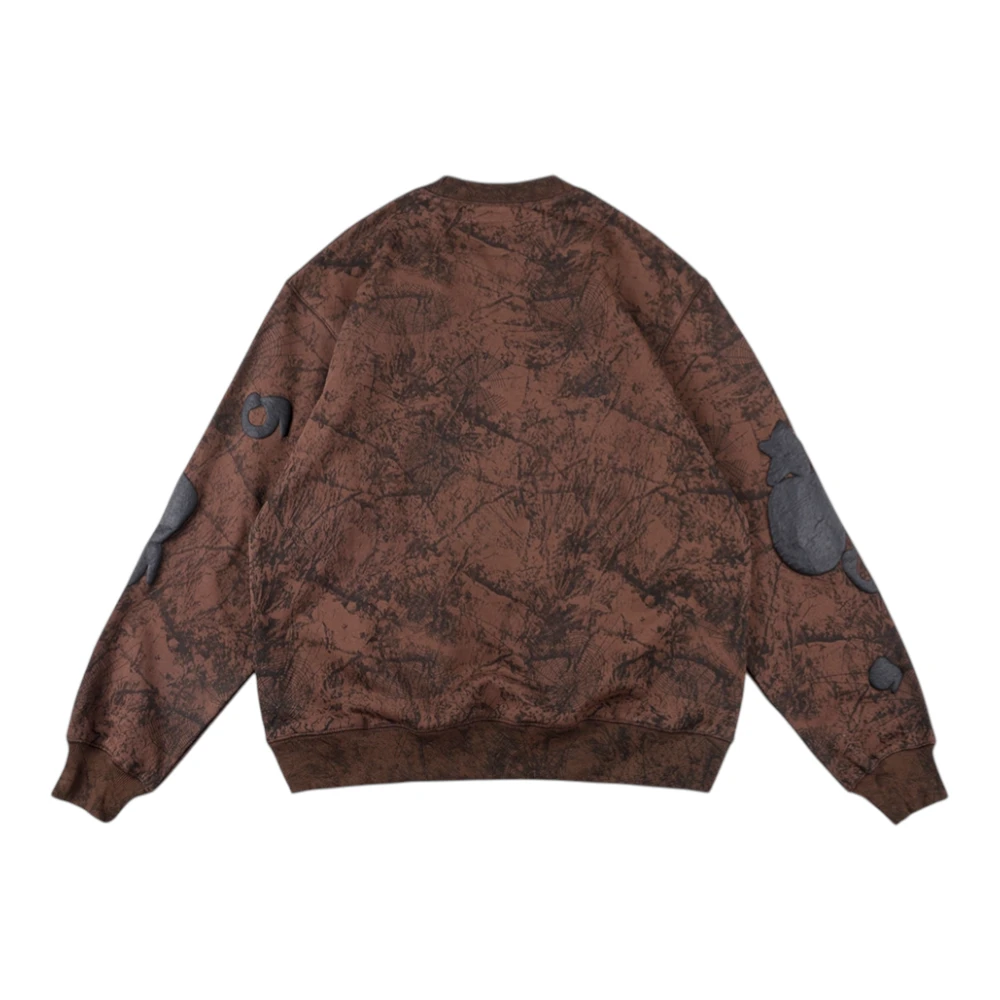 Sp5der Brown Distressed Star Logo Sweatshirt
