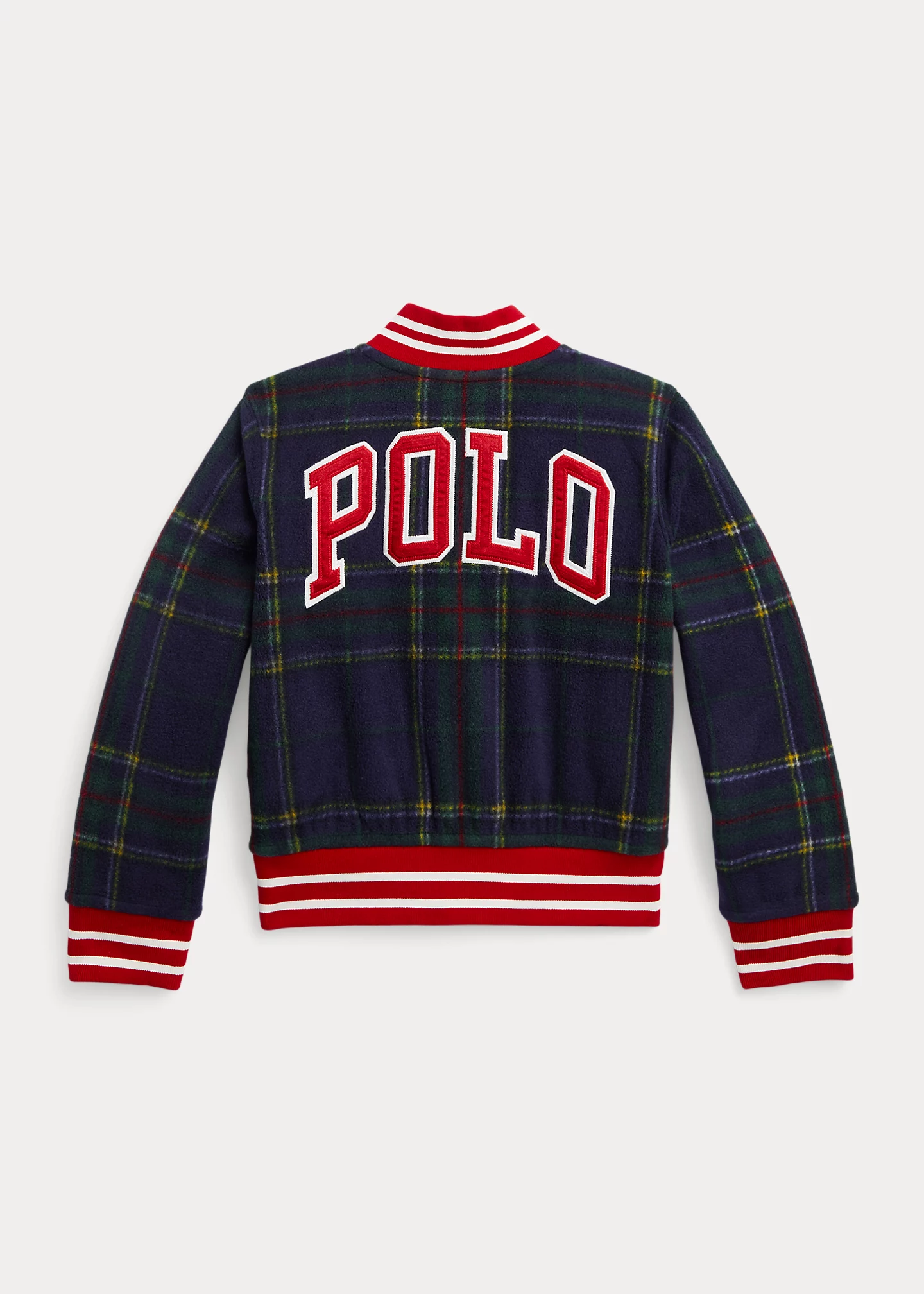 Plaid Logo Fleece Baseball Jacket