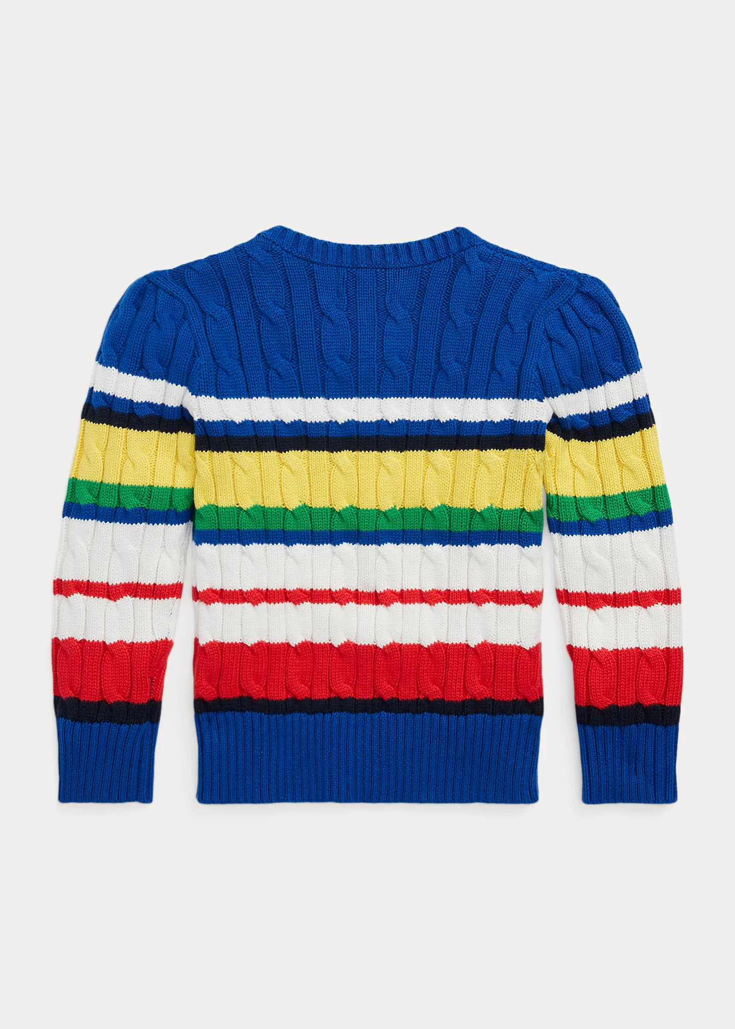 Striped Cable-Knit Cotton Sweater