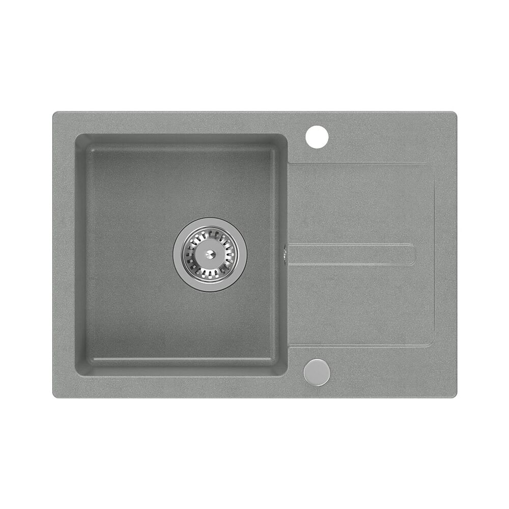 ROOT Zlewozmywak granitowy jednokomorowy z ociekaczem szary Root Chef Short, 620 x 440 x 175 mm