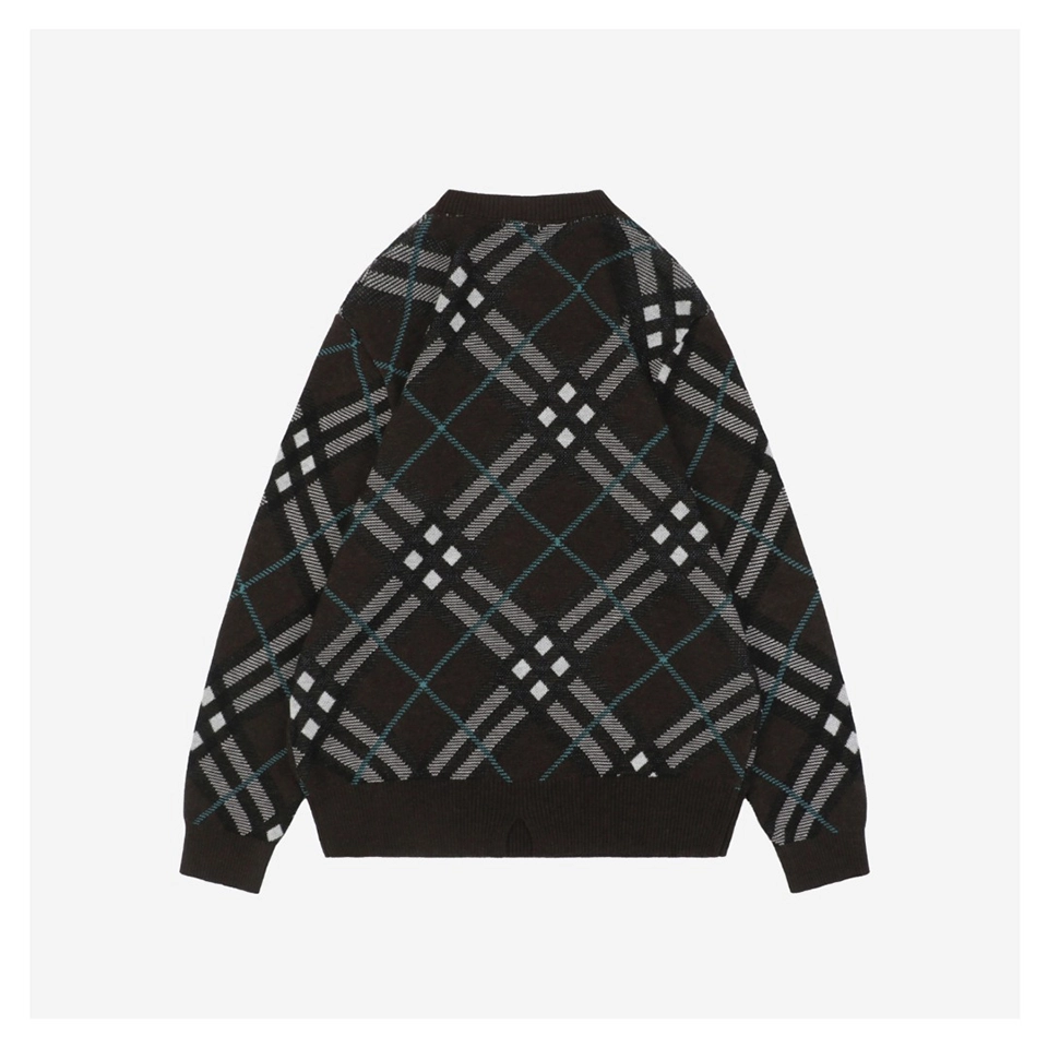BBry Check Pattern Crewneck Sweater