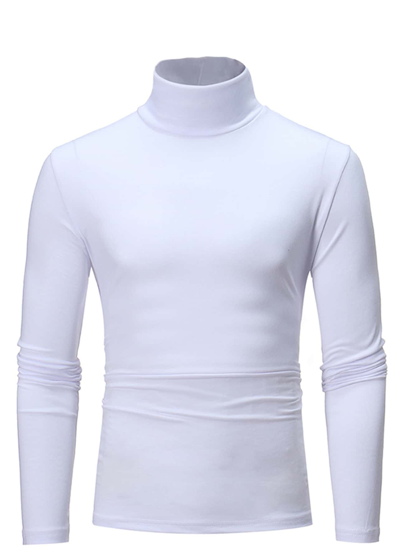 Men Mock Neck Solid Tee