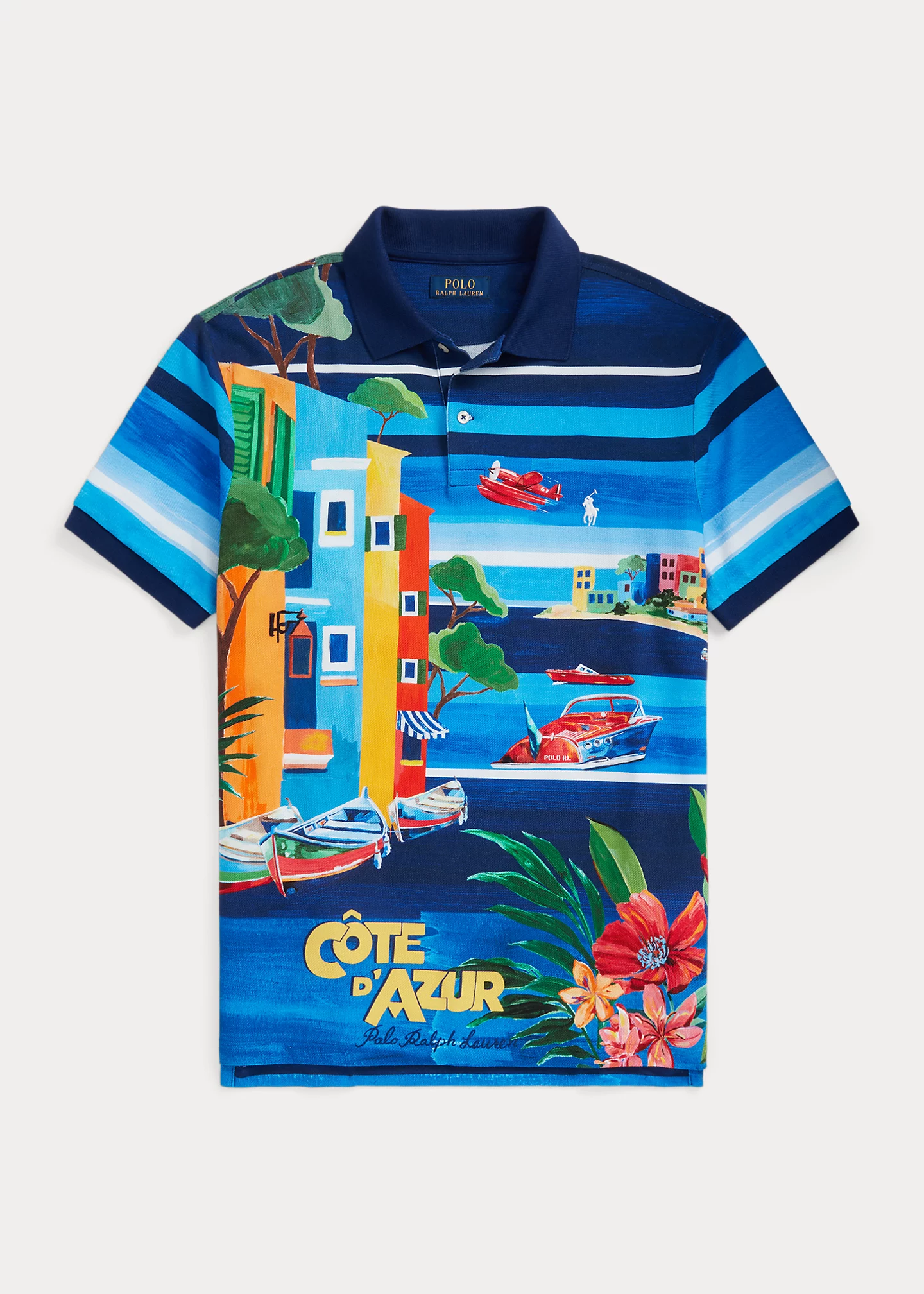 Classic Fit Print Mesh Polo Shirt