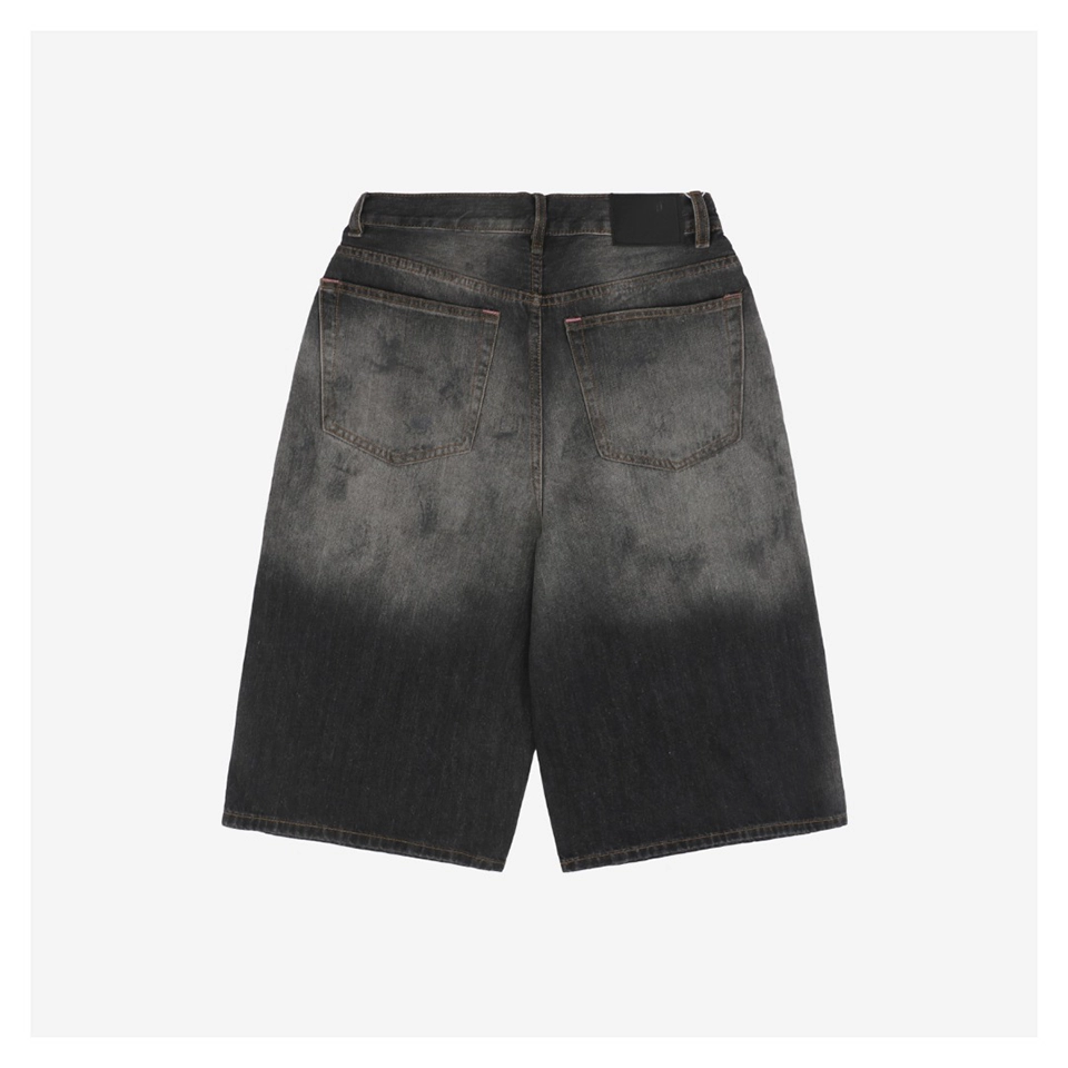 Acne Studios Paint-Splatter Cropped Denim Shorts
