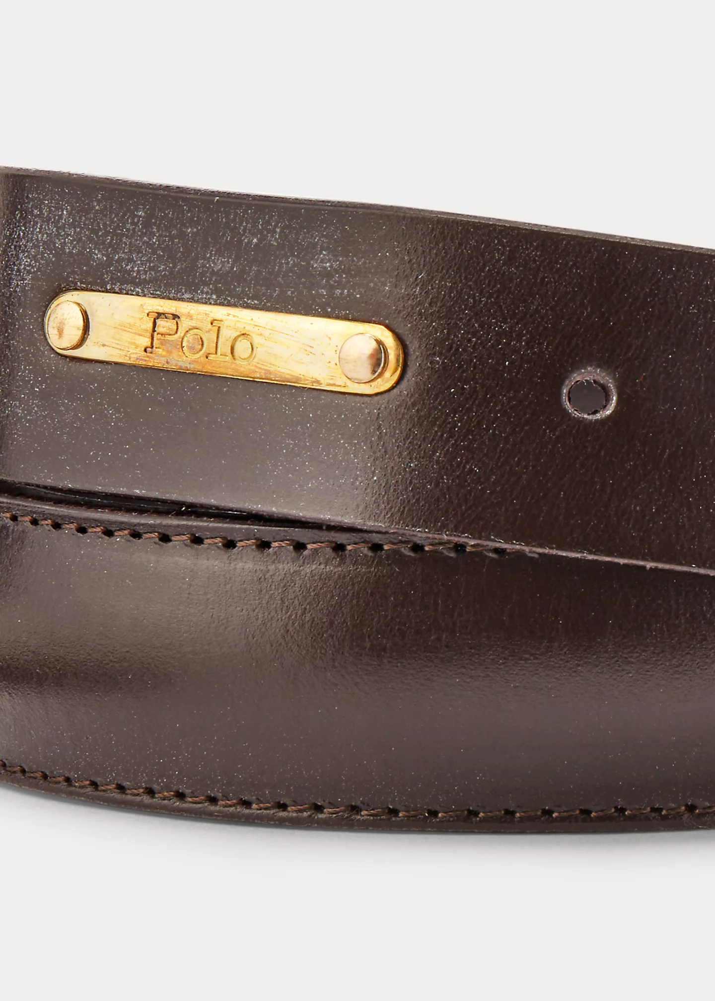 Brass-Buckle Leather Belt