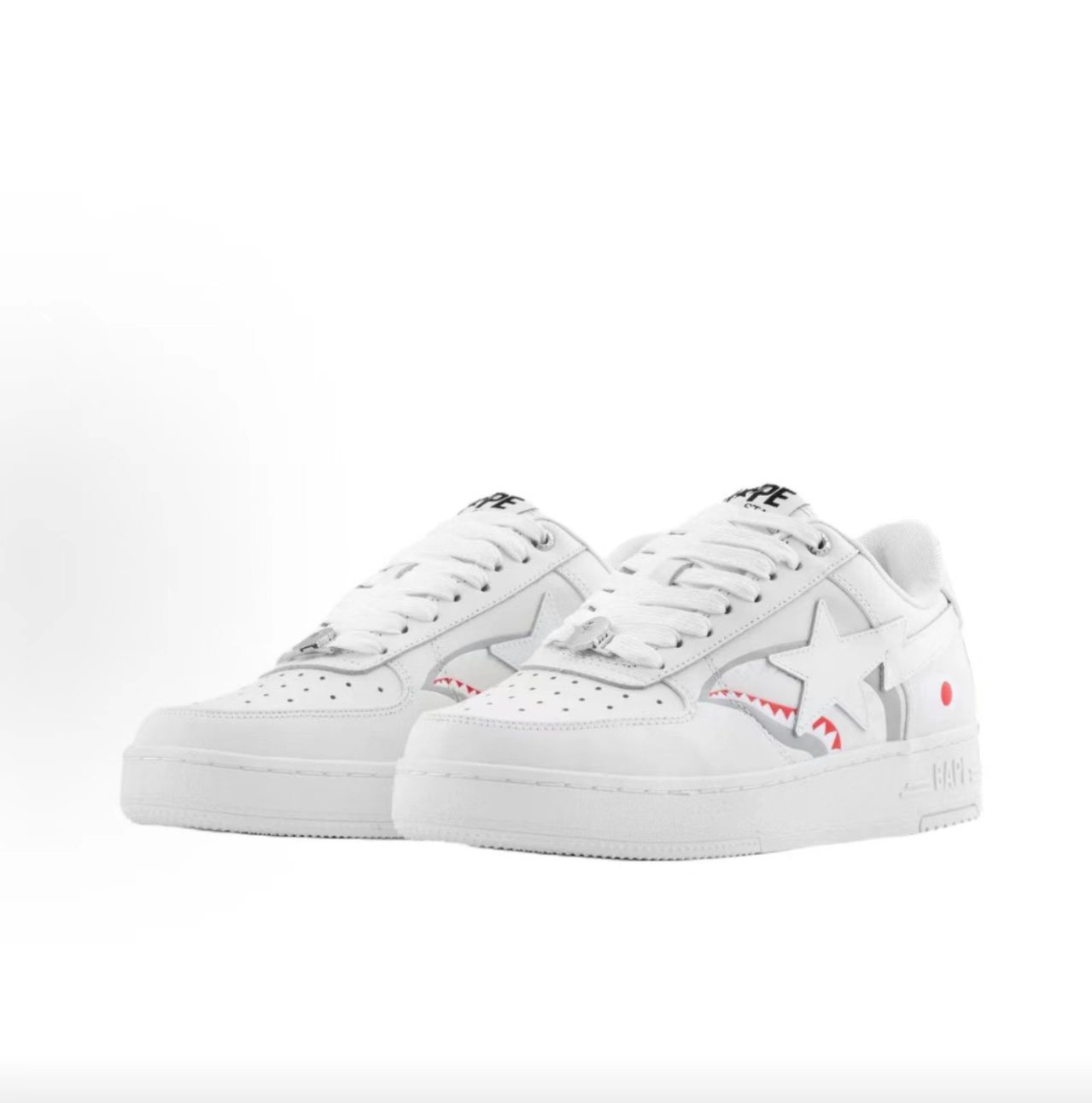 A Bathing Ape Bape Sta Low White Shark Leather