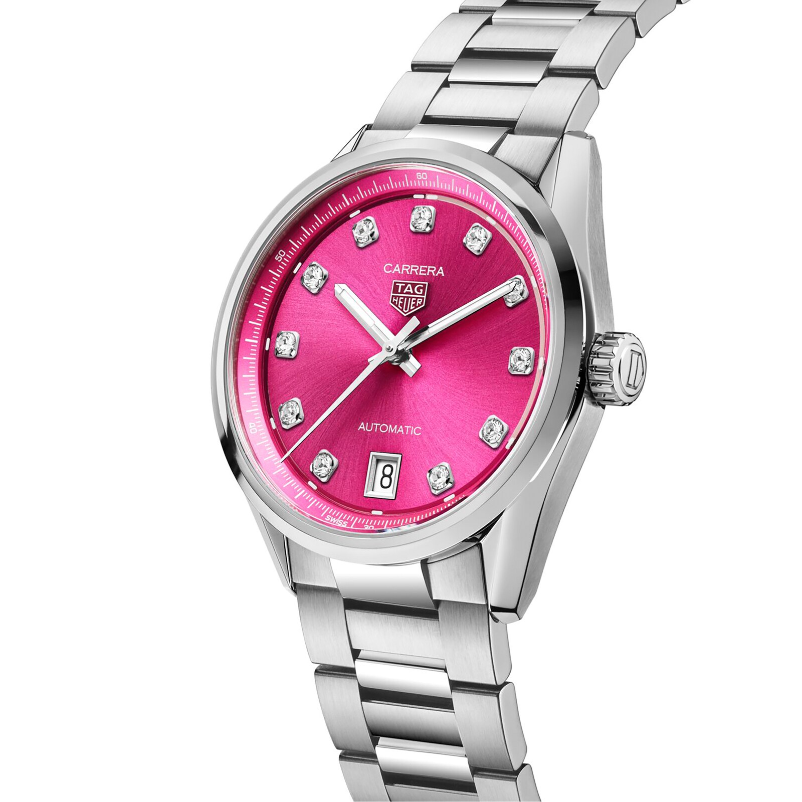 [2026 Mirror Grade]TAG Heuer Carrera Date 36mm Ladies Watch Pink Diamond Dot WBN2318.BA0001