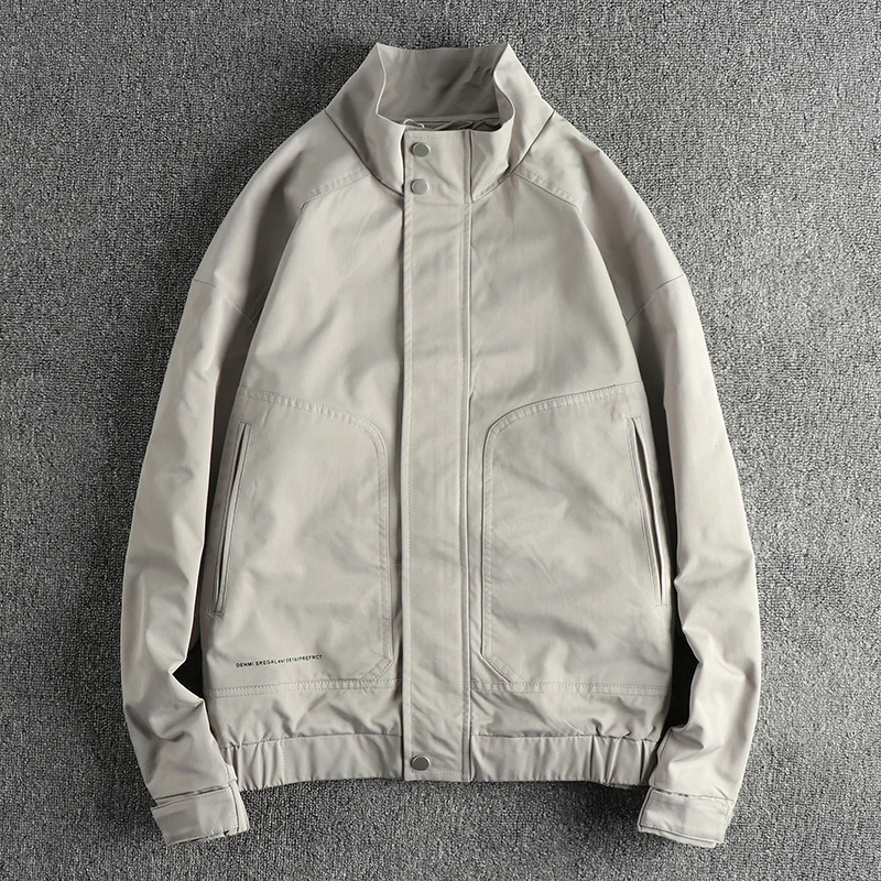 Autumn and winter new simple tooling stand collar jacket men’s retro trend cardigan casual coat