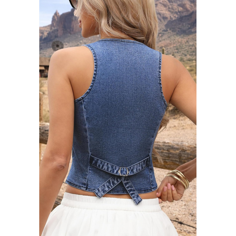Women's Summer Cropped Denim Vest