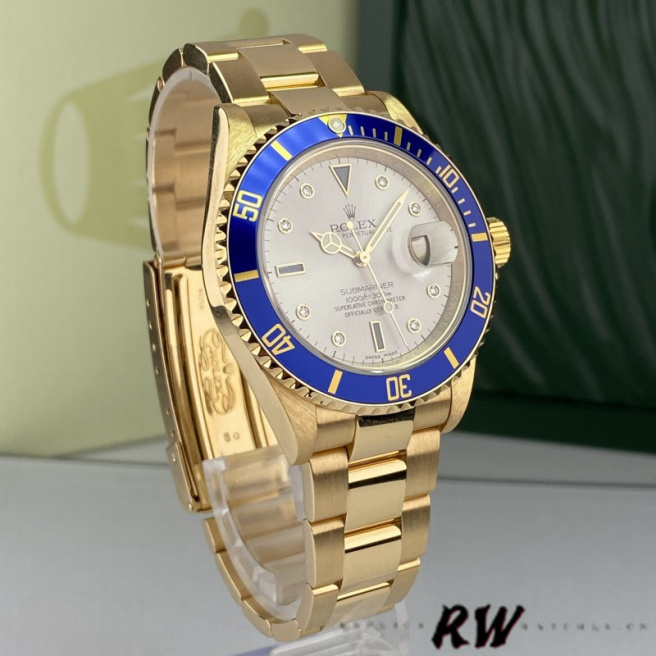 [2026 Mirror Grade]Rolex Submariner 16618 Serti Dial Blue Bezel 40mm Mens Replica Watch