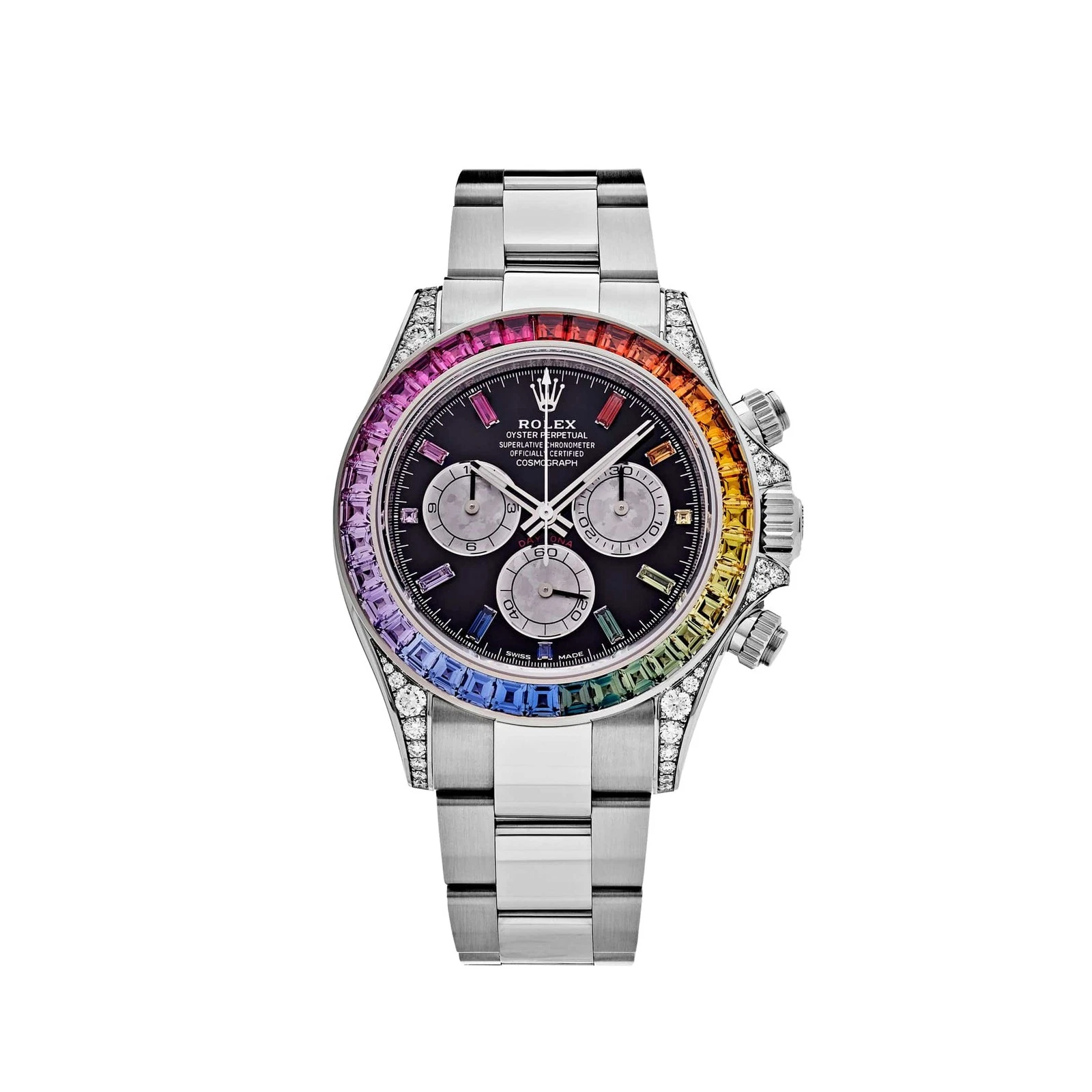 [2026 Mirror Grade]Rolex Daytona  'Rainbow' White Gold Black Dial Sapphire Bezel  116599RBOW