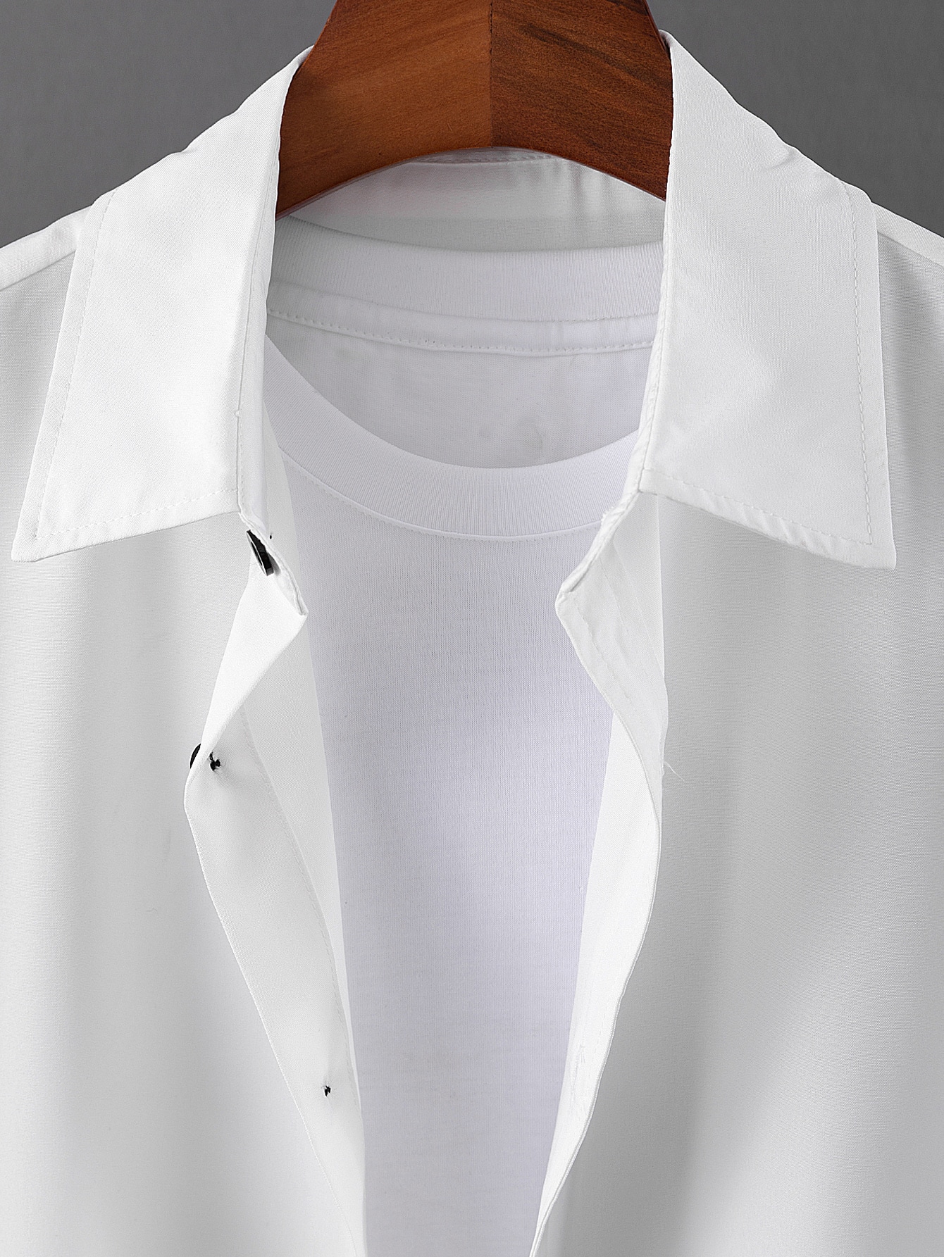 Men 1pc Solid Button Up Shirt