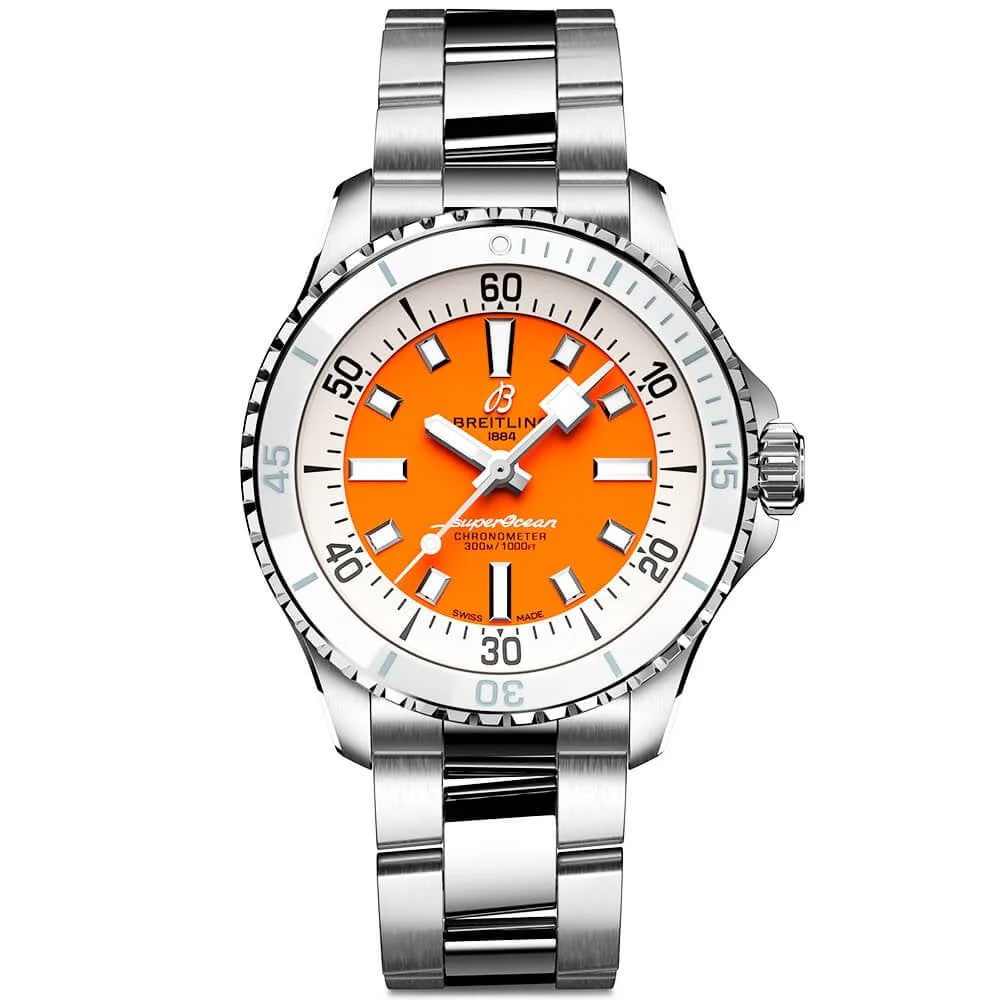 [2026 Mirror Grade]【Free Shipping】BREITLINGSuperocean 36mm Orange Dial Ladies Automatic Bracelet Watch