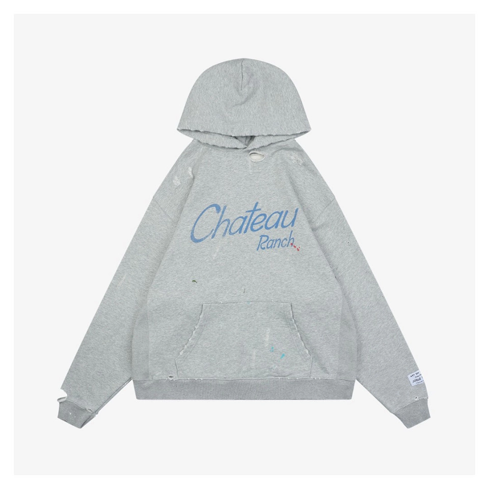 Gallery Dept Chateau Ranch Distressed Hoodie (Blue/Grey)