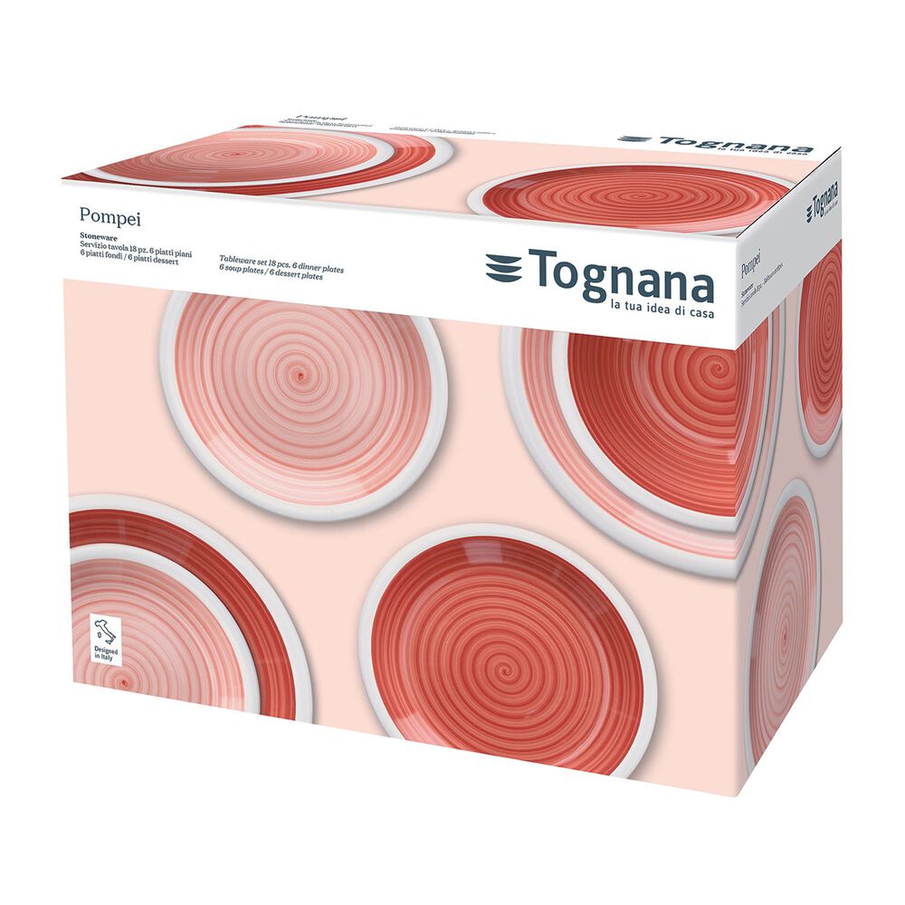 TOGNANA Zestaw obiadowy na 6 osób Tognana Louise, 18 elementów, czerwony
