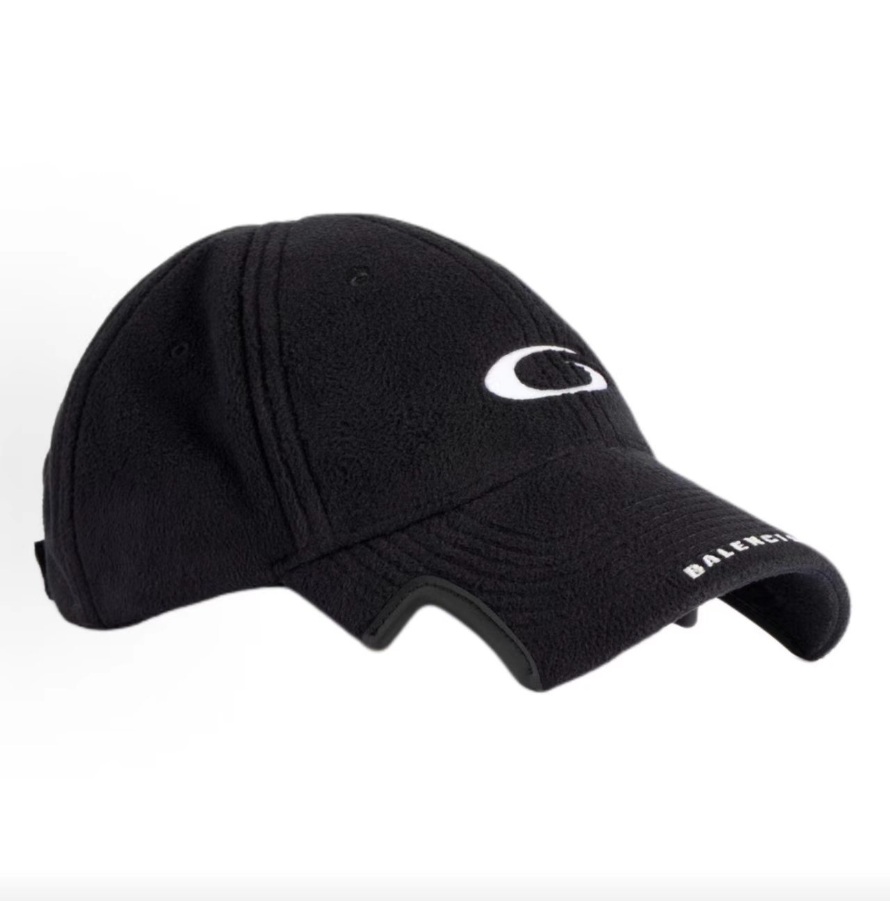 Balenciaga C Curve Logo Fleece Black Baseball Cap
