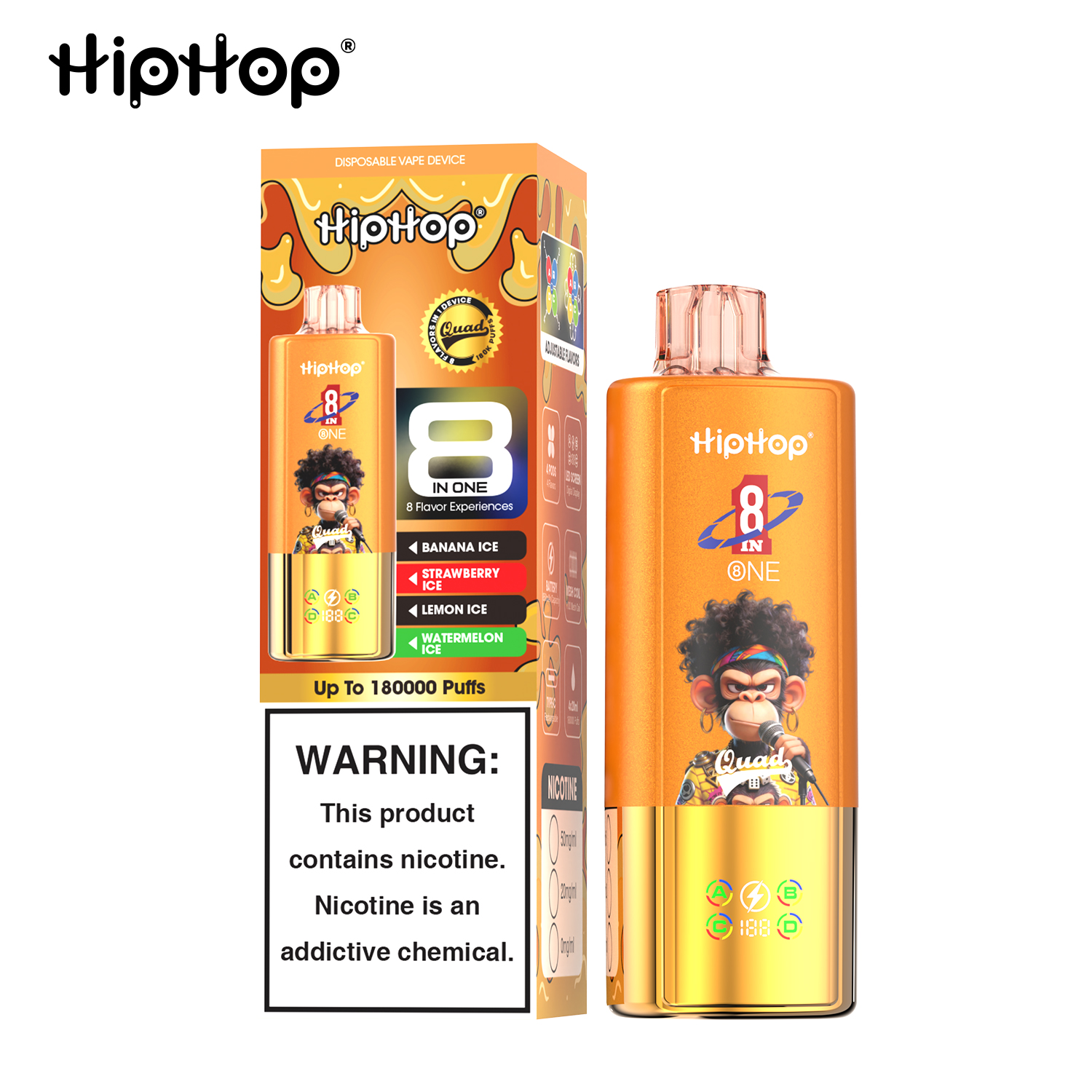 HIPHOP 180k Puffs Prefilled Vape |  Rechargeable