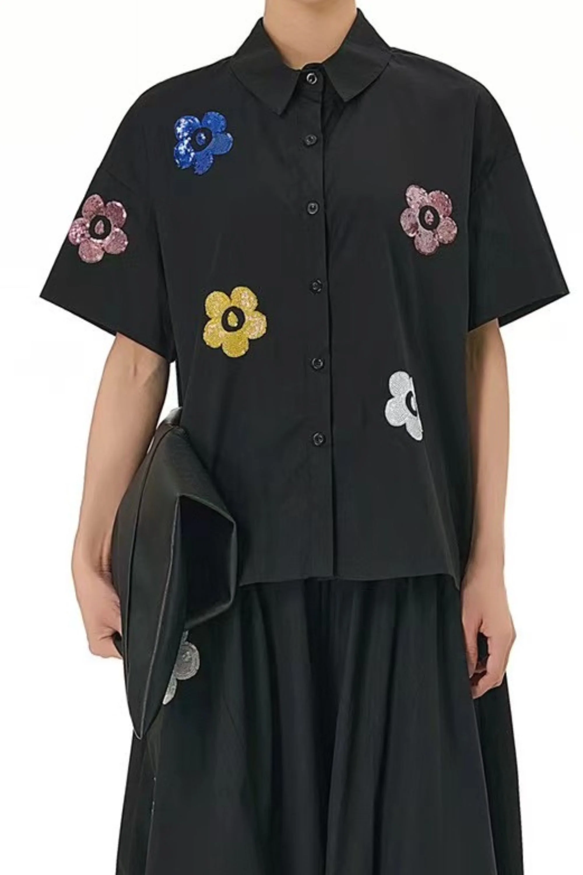 Twinkling Black Oversized Shirt