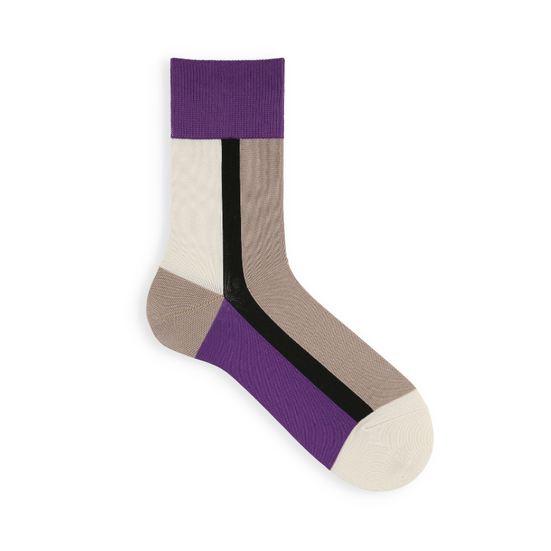 062130225 Vertical Color Block Short Socks