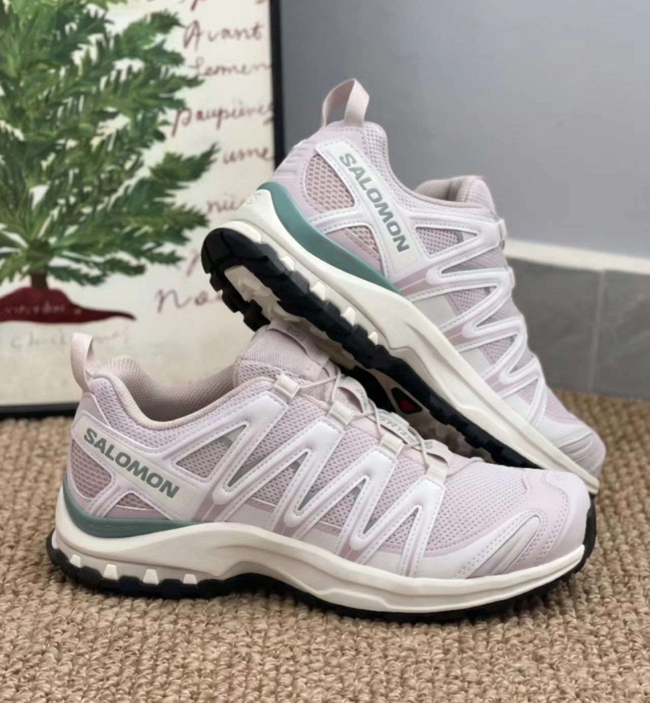 Salomon XA Pro 3D Pink White Green Mesh Hiking Shoes