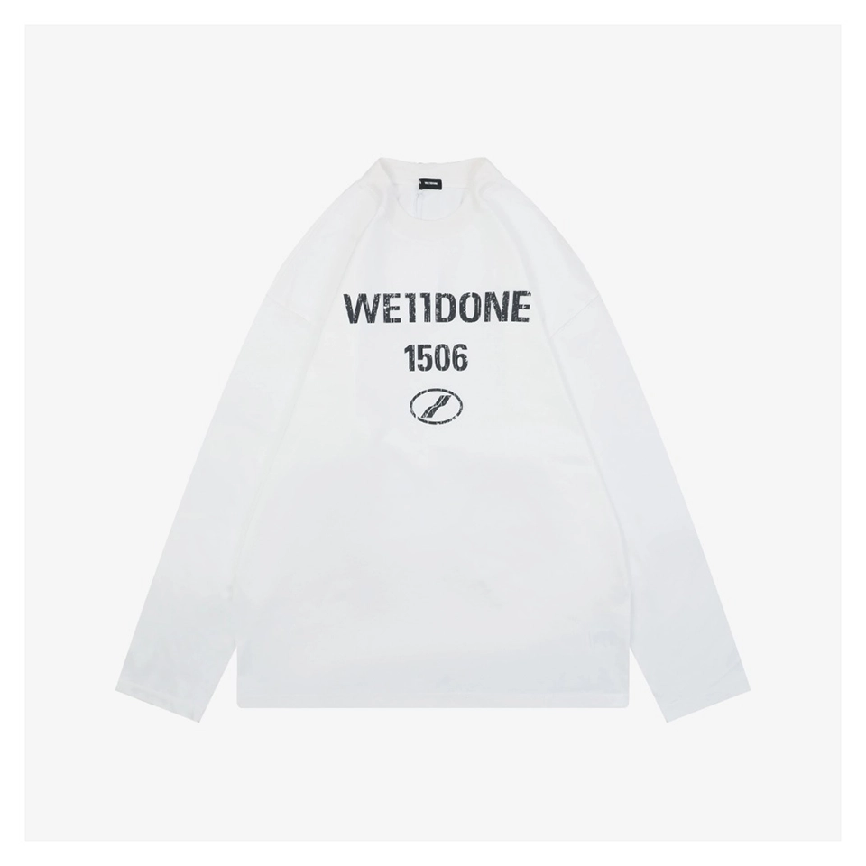 We11done 1506 Distressed Lettering Shirt (Black/White)