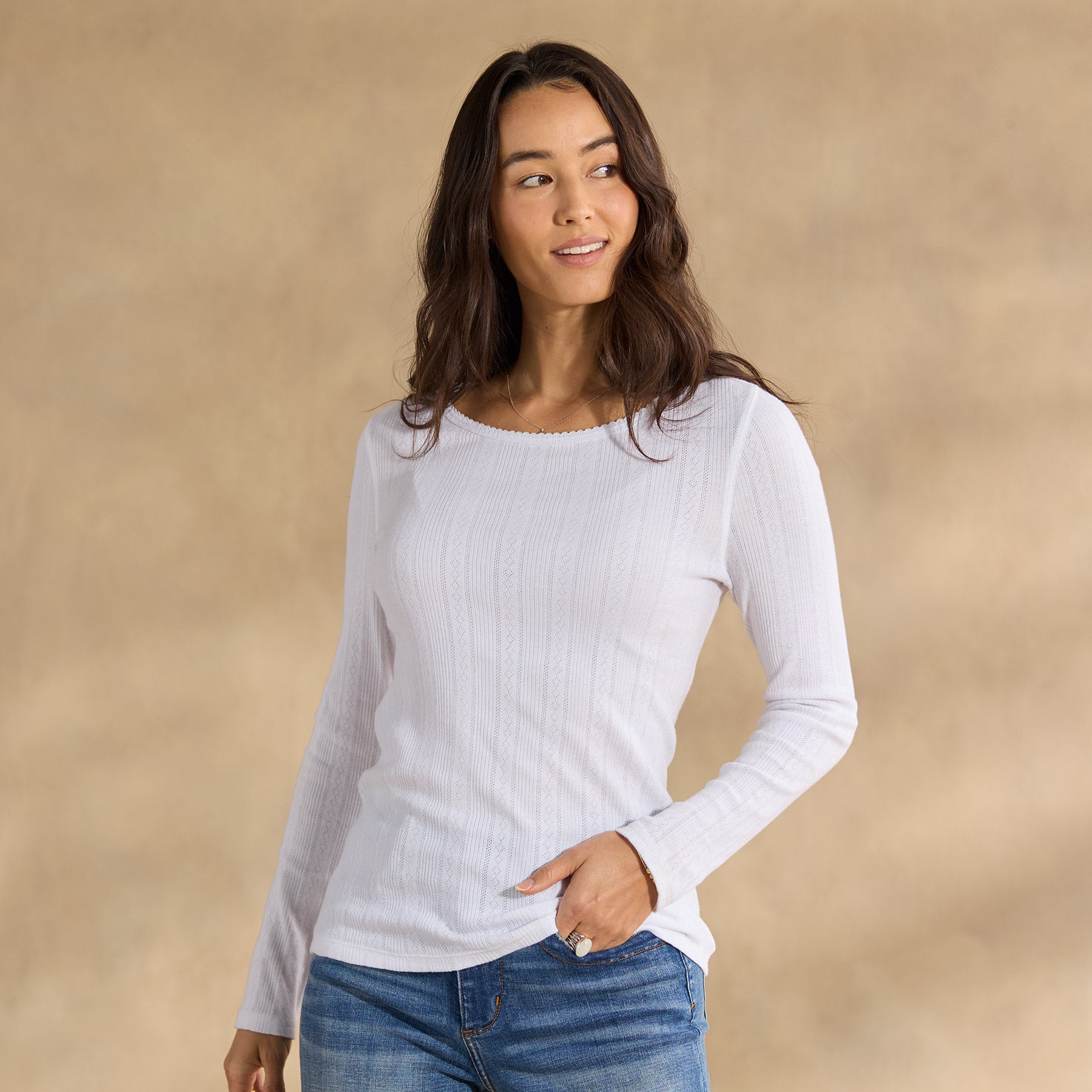 Perfect Pointelle Crewneck, Petite