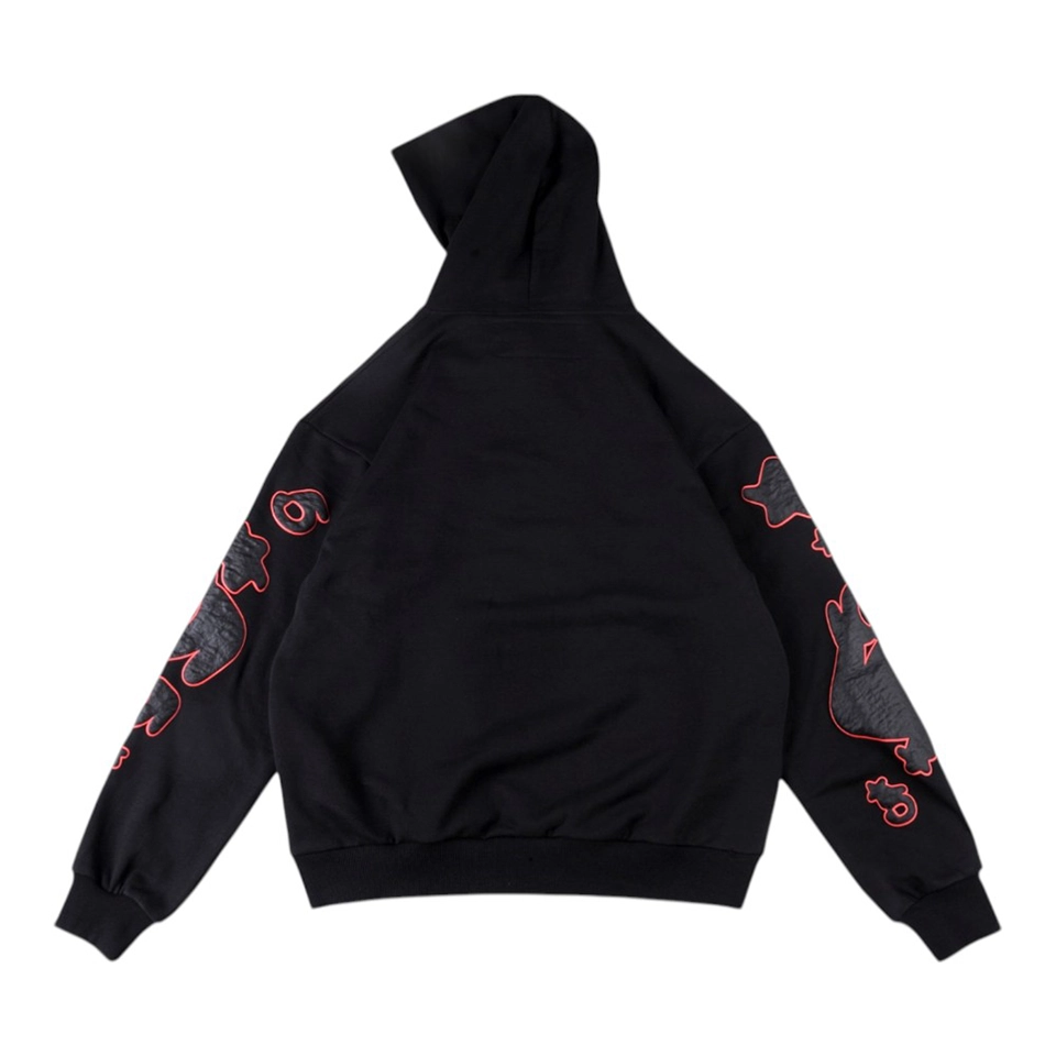 Sp5der Black Red Outline Star Graphic Hoodie